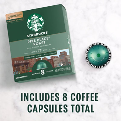 Starbucks Medium Roast Pike Place Roast Coffee Capsules for Nespresso Vertuo Box 8 Count - Each - Image 4
