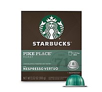 Starbucks Medium Roast Pike Place Roast Coffee Capsules for Nespresso Vertuo Box 8 Count - Each