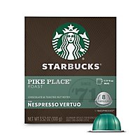 Starbucks Medium Roast Pike Place Roast Coffee Capsules for Nespresso Vertuo Box 8 Count - Each - Image 1