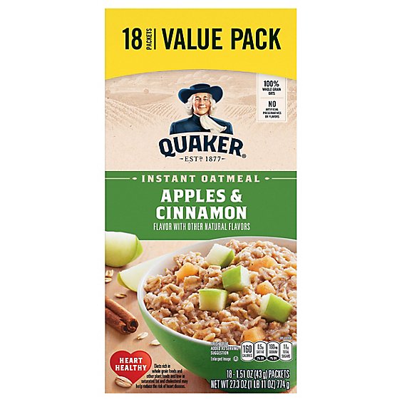 Quaker Apple & Cinnamon Instant Oatmeal - 27.3 OZ