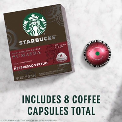 Starbucks Dark Roast Single Origin Sumatra Coffee Capsule for Nespresso Vertuo Box 8 Count - Each - Image 3