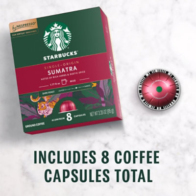 Starbucks Dark Roast Single Origin Sumatra Coffee Capsule for Nespresso Vertuo Box 8 Count - Each - Image 4