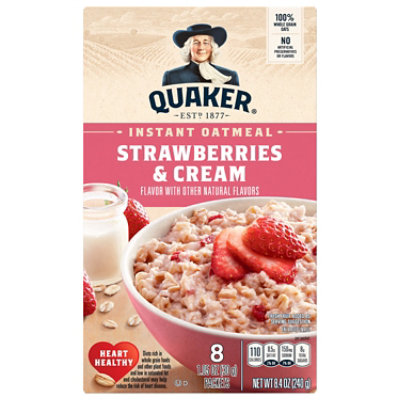 Quaker Instant Oatmeal Strawberries And Cream - 8.4 OZ