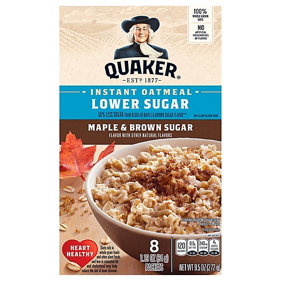 Quaker Instant Oatmeal Low Sugar Maple Brown Sugar - 9.5 OZ