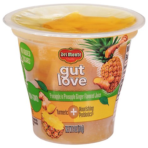 Del Monte Gut Love Pineapple In Pineapple Ginger Flavored Juice 6 Oz Cup - 6 OZ