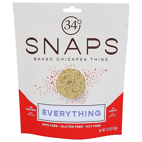34 Degrees Snaps Everything Baked Chickpea Thins - 3.2 Oz