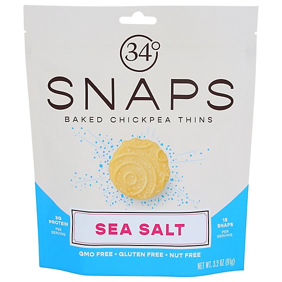 34 Degrees Snaps Sea Salt Baked Chickpea Thins - 3.2 Oz