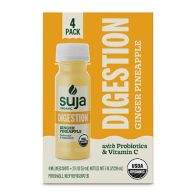 Suja Organic Digestion Ginger Pineapple Shots Multipack- 4-2 Fl. Oz.
