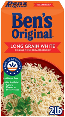 Ben's Original Parboiled Long Grain White Enriched Dry Rice Box - 2 Lb - Image 1