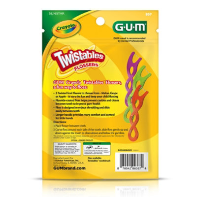 GUM Crayola Twistables For Kids Ages 3 Plus With Fluoride Flossers - 75 Count - Image 2