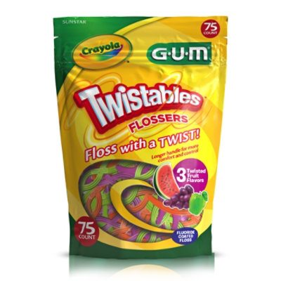 GUM Crayola Twistables For Kids Ages 3 Plus With Fluoride Flossers - 75 Count - Image 3