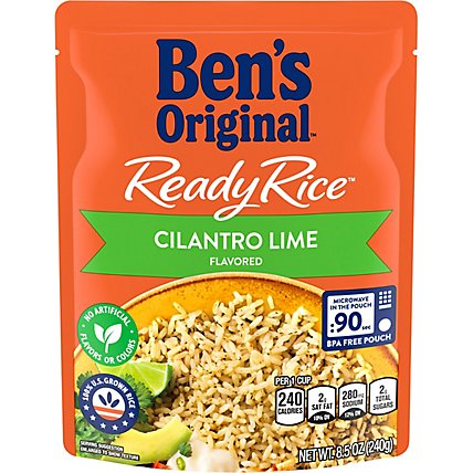 Ben's Original Ready Rice Easy Dinner Side Cilantro Lime Flavored Rice Pouch - 8.5 Oz - Image 2