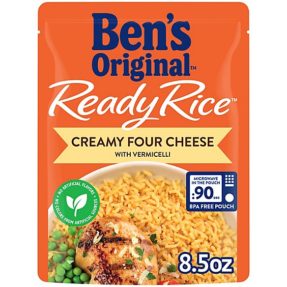 Ben's Original Ready Rice Easy Dinner Side Creamy Four Cheese Flavored Rice Pouch - 8.5 Oz