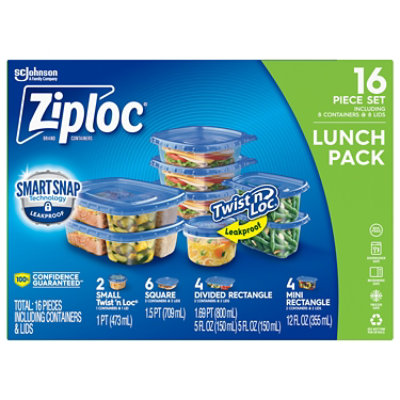 Ziploc Containers & Lids, Divided, Rectangle 2 Ea, Food Storage Containers