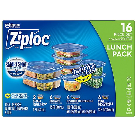 Ziploc Color Edition Reusable Food Storage Lunch Snack To-Go Containers w/ Lids 