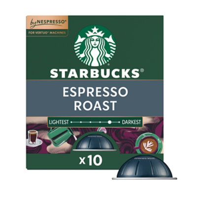 Starbucks Dark Roast Espresso Roast Coffee Capsules for Nespresso Vertuo Box 10 Count - Each