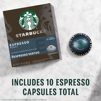 Starbucks Dark Roast Espresso Roast Coffee Capsules for Nespresso Vertuo Box 10 Count - Each - Image 3