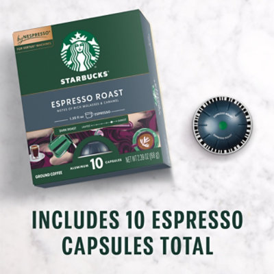 Starbucks Dark Roast Espresso Roast Coffee Capsules for Nespresso Vertuo Box 10 Count - Each - Image 4