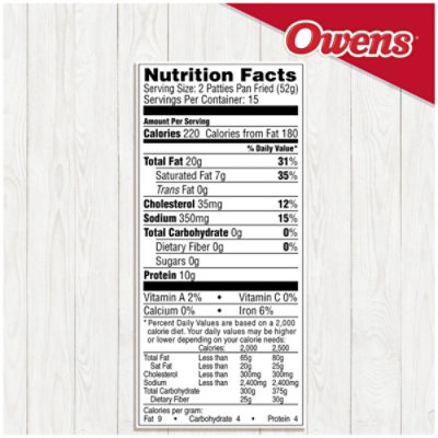 Owens Patties Pork Sausage - 2.5 Lbs - Image 7