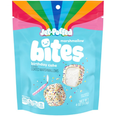 Jet-Puffed Marshmallow Bites Birthday Cake Flavored Coated Marshmallows Resealable Bag - 4 Oz - Image 5