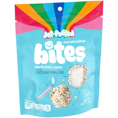 Jet-Puffed Marshmallow Bites Birthday Cake Flavored Coated Marshmallows Resealable Bag - 4 Oz - Image 9