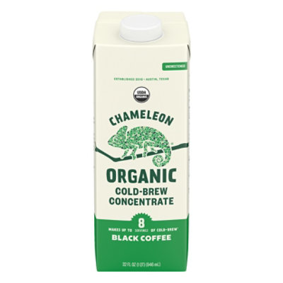 Chameleon Multi serve Concentrate 100% Arabica Organic Cold Brew Black Coffee Carton - 32 Fl. Oz.