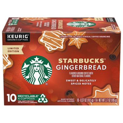 Starbucks 100% Arabica Naturally Flavored Gingerbread K Cup Coffee Pods Box 10 Count - Each - Image 3