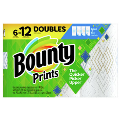 Bounty 2 Ply Select-a-size Roll Printed Paper Towel 6 Double Roll - 6 RL