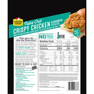 Foster Farms Take Out Tangy Buttermilk Ranch Crispy Chicken Sandwich Fillets - 18 Oz - Image 5