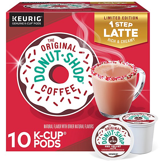 The Original Donut Shop One Step Red Velvet Latte Keurig Single Serve K Cup Pods - 10 Count