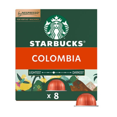 Starbucks Medium Roast Colombia Coffee Capsules for Nespresso Vertuo Box 8 Count - Each
