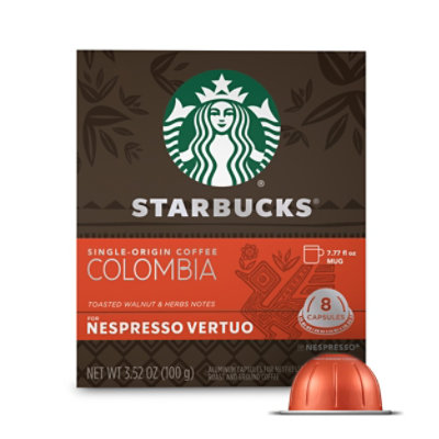 Starbucks Medium Roast Colombia Coffee Capsules for Nespresso Vertuo Box 8 Count - Each