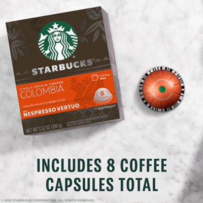 Starbucks Medium Roast Colombia Coffee Capsules for Nespresso Vertuo Box 8 Count - Each - Image 3