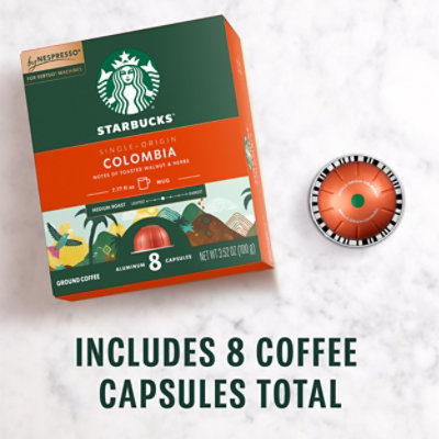 Starbucks Medium Roast Colombia Coffee Capsules for Nespresso Vertuo Box 8 Count - Each - Image 4