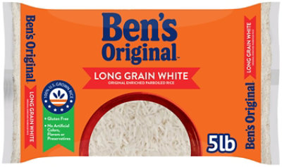 Ben's Original Parboiled Long Grain White Enriched Dry Rice Bag - 5 Lb - Image 1