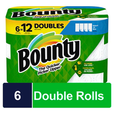 Bounty Paper Towel 2 Ply Select-a-size Roll White Double Roll - 6 Count - Image 2