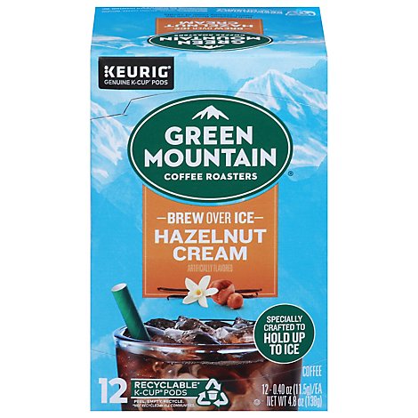Green Mountain Coffee Roasters Brew Over Ice Hazelnut Cream Coffee K Cup Pods - 12 Count