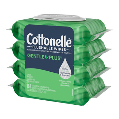 Cottonelle GentlePlus Flushable Wipes with Aloe & Vitamin E  4 Flip-Top Packs - 168 Wipes - Image 8