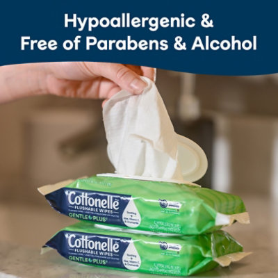 Cottonelle GentlePlus Flushable Wipes Flip-Top Packs 42 Wipes Per Pack  - 4 Count - Image 2
