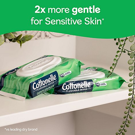 Cottonelle GentlePlus Flushable Flip Top Adult Wet Wipes With Aloe & Vitamin E - 168