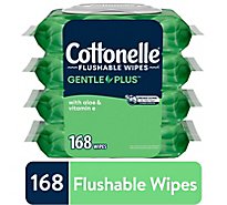 Cottonelle GentlePlus Flushable Flip Top Adult Wet Wipes With Aloe & Vitamin E - 168