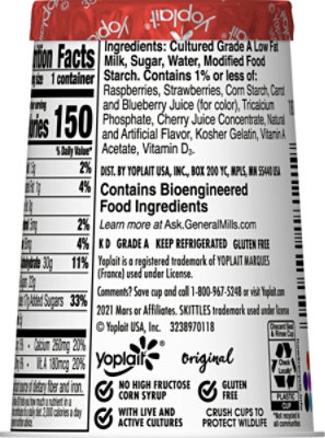 Yoplait Original Skittles Wild Berry Low Fat Yogurt - 6 OZ - Image 6