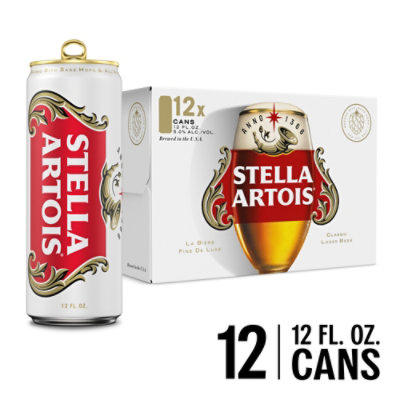 Stella Artois Premium Lager Beer Cans - 12-12 Fl. Oz. - Image 1