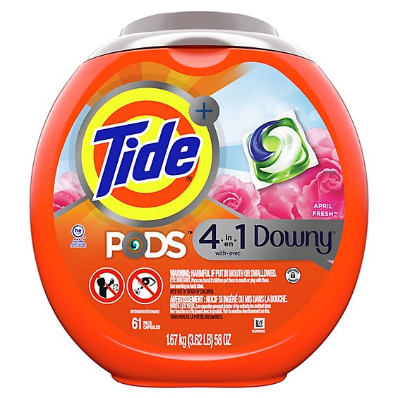 Tide April Fresh Plus Downy Liquid Laundry Detergent Pods - 61 CT