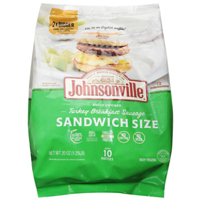 Johnsonville Cooked Turkey Breakfast Sausage Sandwich Size Patties 20