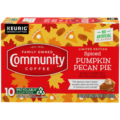 Community Coffee Spiced Pumpkin Pecan Pie Medium Roast Single Serve Keurig K-Cup Pods - 10 Count - Image 1