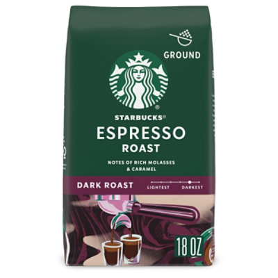 Starbucks Espresso Roast 100% Arabica Dark Roast Ground Coffee Bag - 18 Oz