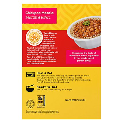 Tasty Bite Bowl Chickpea & Rice - 8.8 OZ - Image 2