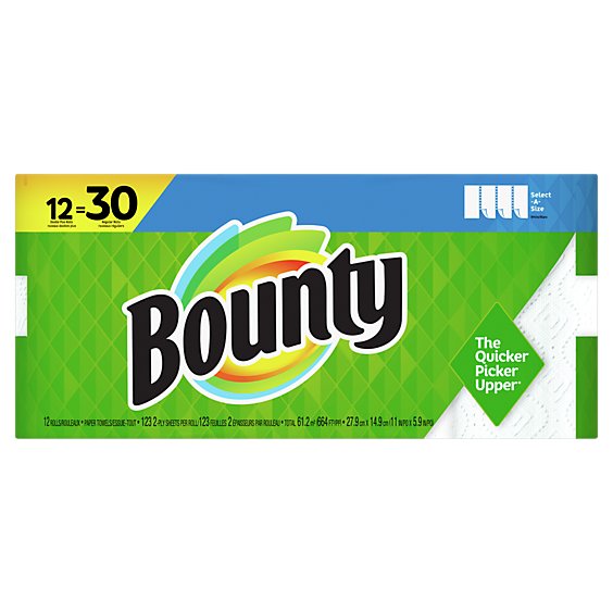 Bounty Select-a-size Roll White Base Paper Towel 12 Roll - 12 RL