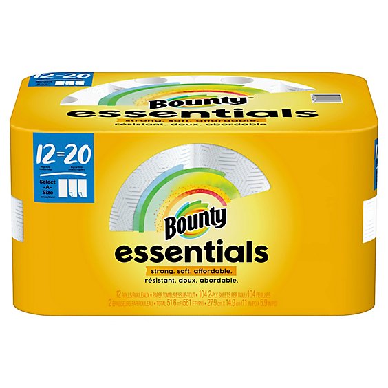 Bounty Essentials Select A Size Paper Towels White Mega Rolls - 12 Roll